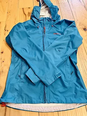 EUC! Women’s Patagonia H2NO Hooded Outdoor Raincoat. Blue/Turquoise. Size Small • $59.99