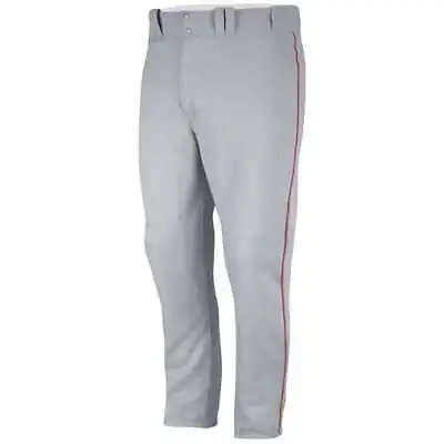 Majestic Boys 894Y Zipper Front Baseball Pants - Grey/Scarlet - Large • $49.99