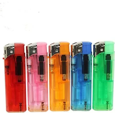 £3.75 • Buy Clear Electronic Lighters Refillable Gas Cig Adjustable Flame Lighter Pack Of 5