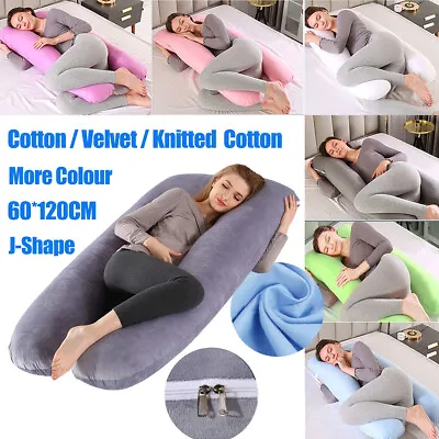 $15.99 • Buy Pregnancy Velvet Pillow Maternity Belly Contoured Body U Shape Extra Large Cover
