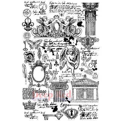 $12.49 • Buy Deep Red Stamps Vintage Elements Background Rubber Cling Stamp