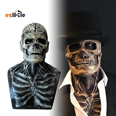Horrible Halloween Skull Mask Scary Cosplay Skeleton Full Head Party Prop Latex • $13.99