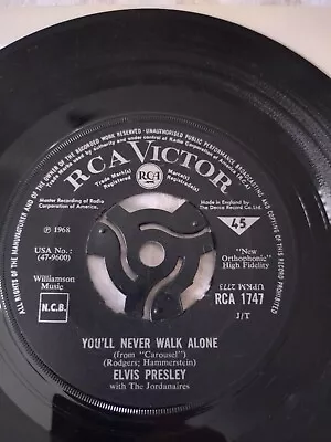 Elvis Presley You'll Never Walk Alone 1967 7  Vinyl 45 (RCA 1747) • £15