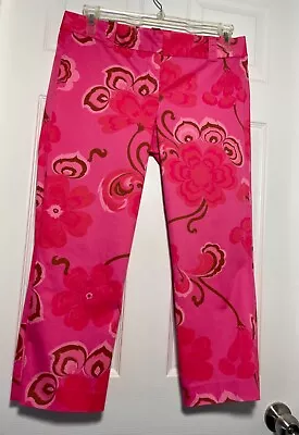 J Crew Stretch City Fit Straight LegPink FloralCrop Capri Pant Size 8 • $20