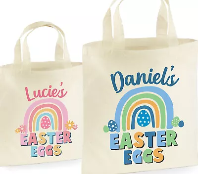 Personalised Easter Tote Bag Egg Hunt Any Name Basket Treat Rainbow Gift • £6.45