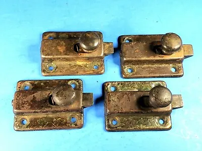 Cabinet Latch Catch Spring Loaded Slide Stamped Steel Lot  4 No Keepers Vintage • $28.95