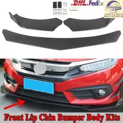 Universal Front Bumper Lip Body Kit Spoiler For GMC Honda Civic CarbonFiber4pcM0 • $179.06