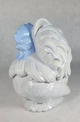 Vintage Cochin Chicken Hen Cookie Jar Ceramic Nine 10.5  Tall Blue Retro Farm • $39