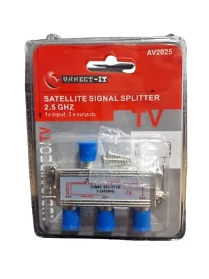 Coaxial 3 Way Splitter Satellite Signal Splitter 5-2400MHz Audio/Video Sky • £4.25