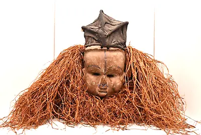 Antique LARGE YAKA HEADDRESS Mask African Carved Wood Initiation HELMET • $307.79