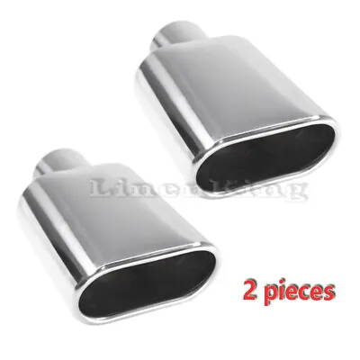 2 Pieces Stainless Steel Exhaust Tip Rolled Oval Slant 2.5  Inlet 5.5 X3  Outlet • $45.99