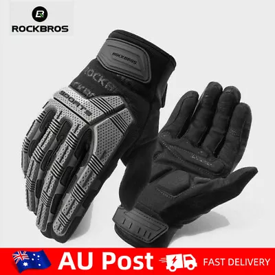 ROCKBROS Winter Full-finger Gloves Warm Windproof Outdoor Sports Bike Gloves AU • $29.80