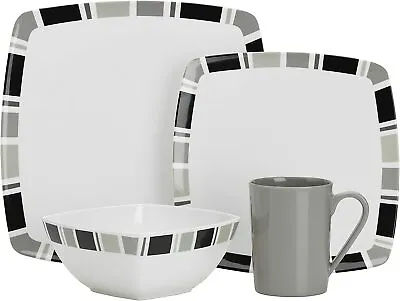 16Pc Melamine Dinner Set Square Crockery Camping Picnic Tableware Plate Bowl Mug • £59.99