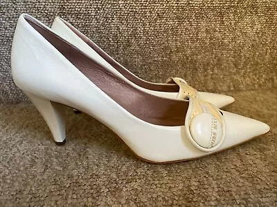 Miss Sixty Leather Shoes 6(39) Off White Unusual Heel Very Pretty Occasion Heels • £20