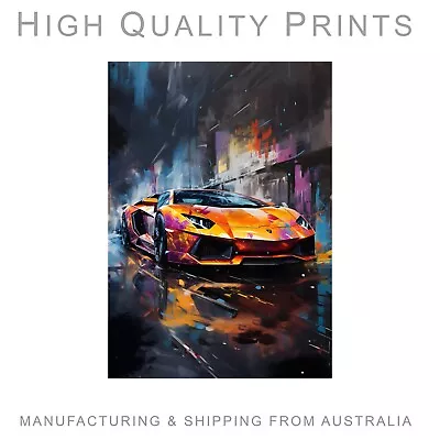 Lamborghini Car Watercolour Poster Choose Your Size A4 A3 And A2 Poster Only • $23.90