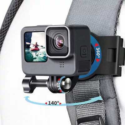 360° Rotary Backpack Clip Mount Shoulder Belt Clamp For GoPro 10 9 Action Camera • £10.76