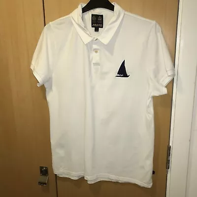 Musto Polo Shirt White Top Sailing UK Mens Performance Size Largeexcellent. • £10