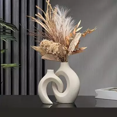 Hollow Nordic Modern Ceramic Vase Set Of 2 For Modern Home Decormodern Boho Hol • $43.99