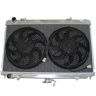 Aluminum Coolant Radiator+ 12  Fans For 89-94 240SX S13 KA24E KA24DE RB20 Manual • $255