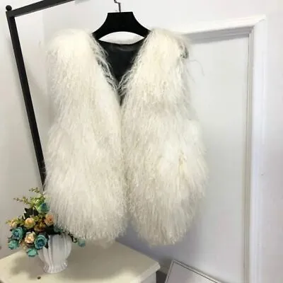 V Neck Natural Fur Vest Genuine Real Fur Gilet Basic Match Short New • $96.03