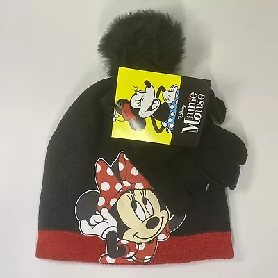 Disney Minnie Mouse Knit Hat Beanie & Gloves Set Kids Size 6-8 New With Tag • $9.99