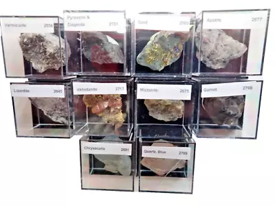 Thumbnail / Micromount Mineral Lot AU - 10 Fine Specimens In 1 X 1 X7/8  Boxes • $37.95