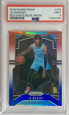 2019 Panini Prizm NBA Ja Morant RC #249 Red White Blue RWB Rookie PSA 9 MINT • $75