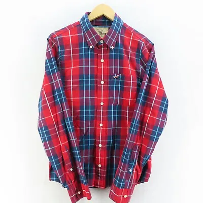 $26.68 • Buy Hollister Shirt Mens Adult Size Medium Red Blue Long Sleeve Button-Down Casual