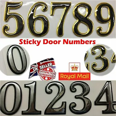 £1.75 • Buy Self Adhesive Door Numbers Chrome Finish 2  Number Letter House Apartment UK 