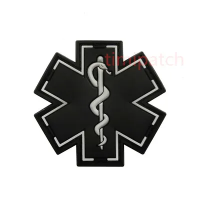 PVC Rubber Paramedic Medic Star Of Life Hook Patch EMS Tactical Fastener Badge  • $5.22