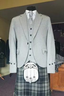 £119 • Buy Ex Hire 100% Wool Argyll Light Grey Kilt Jacket & Waistcoat, EXCELLENT CONDITION