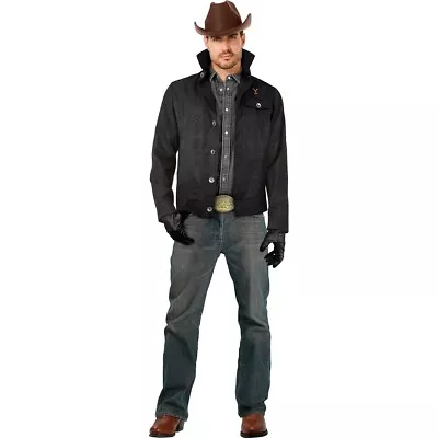 Mens Yellowstone Rip Wheeler Cowboy Black Jacket Hat Gloves Halloween Costume • $29.95