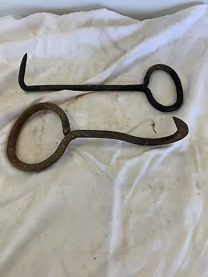 Lot Of 2 Vintage Hand Forged  Hay Ice Or Meat Hook ~ Farm Tool • $15