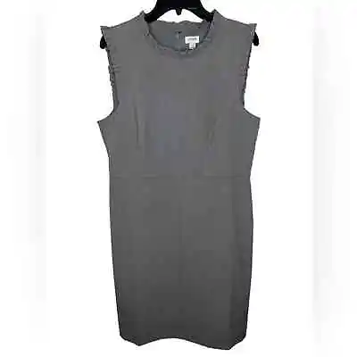 J. Crew Factory Heather Graphite Sleeveless Ruffleneck Sheath Dress Size 14 • $69