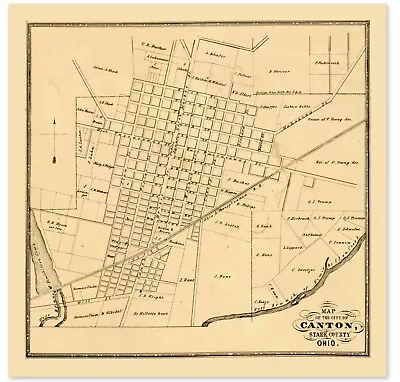 1850 Canton Ohio Vintage Historic Map 16x16 • $12.89