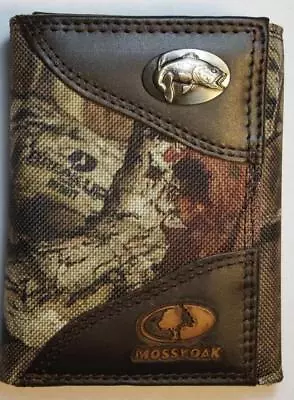 ZEP PRO Bass Fish MOSSY OAK Camo Trifold Wallet TIN GIFT BOX • $44