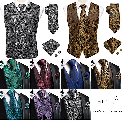 Mens Black Double Breasted Formal Wedding Smart Casual Suit Waistcoat Vest S-3XL • $10.43