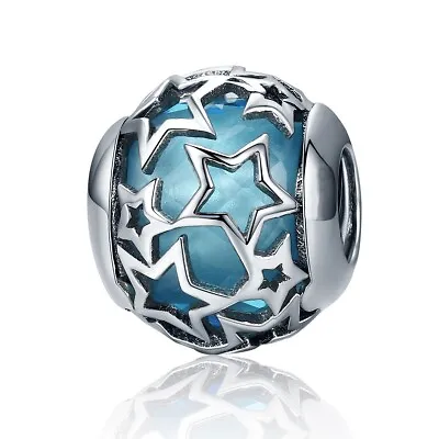 $27.95 • Buy BLUE STARS BEAD S925 Sterling Silver Charm By Charm Heaven NEW