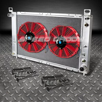 2-row Aluminum Racing Radiator+2 X Red Fan For 99-12 Silverado 1500/2500 V8 At • $136.88