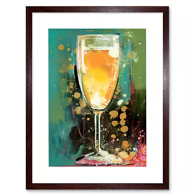 Bubbly Champagne Sparling Wine Glass Celebration Framed Art Print Picture 12X16 • £26.99