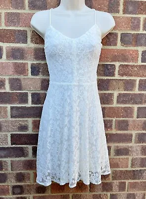 £24.99 • Buy Zara Ivory Lace Babydoll Dress - Size 12 Strappy Micro Mini Backless Cami 286F1