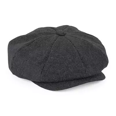 Mens Womans Unisex Dark Grey Melton Wool Baker Boy Cap Hat - 2 Sizes • £13.99