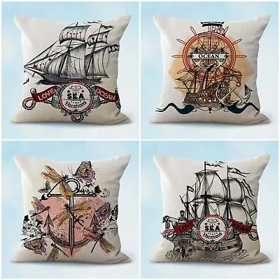 Set Of 4 House Accessories Online Sealife Nautical Cushion Covers • £32.62