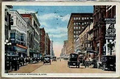 Nicollet Avenue Street Scene Old Cars 1915-1920 Vintage Postcard • $7.31