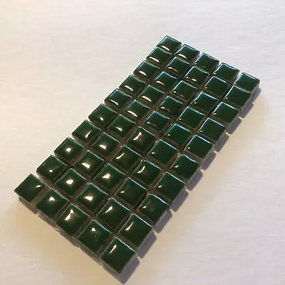 3/8 Inch - 50 Tiles - Pesto Dark Green Ceramic Mosaic Tiles - 10 Mm - Art • $4.25