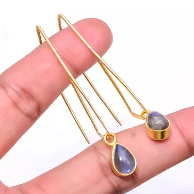 Labradorite - Madagascar Gold Plated 925 Sterling Silver Earring 2.46  E11 • $19.57