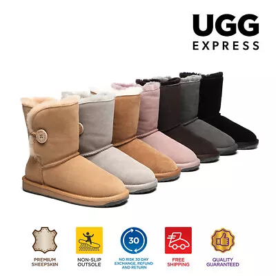 【EXTRA 15% OFF】UGG Boots Australian Sheepskin Wool Women Men Short Button Shoes • $55