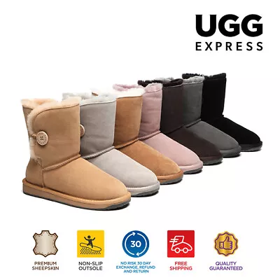 TARRAMARRA® UGG Boots Australian Sheepskin Wool Short Button Water Resistant Sho • $55