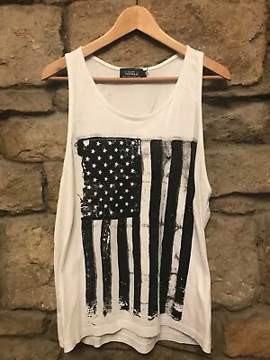 £9.99 • Buy Vest Size Medium Art Noir American Usa Black And White Flag topman 