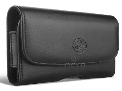 7 Inch BLACK Belt Clip LOOP Leather Pouch Case Cover For T-Mobile Revvl 6 Pro 5G • $9.99